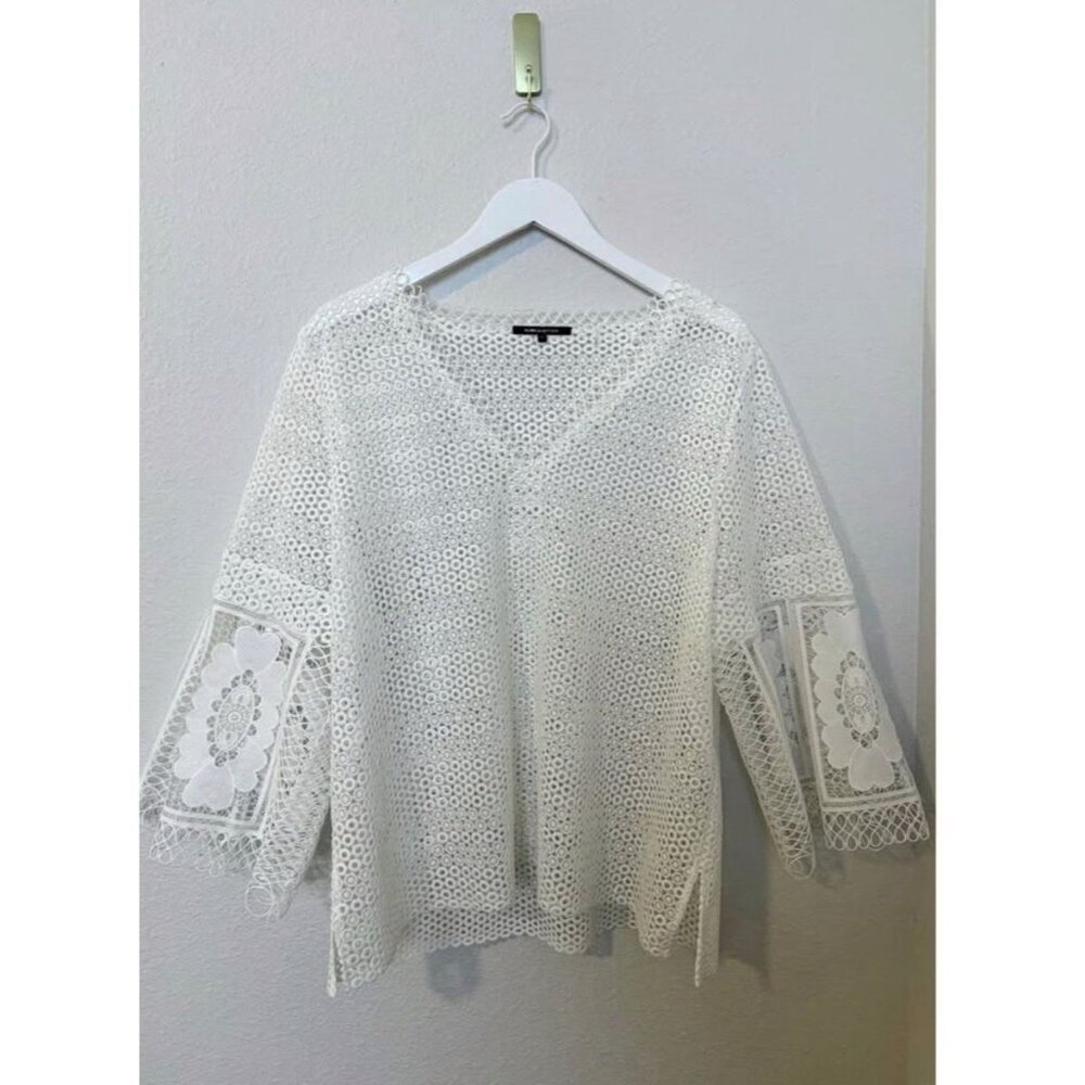 kobi halperin white eyelet lace classic white tunic sz XS